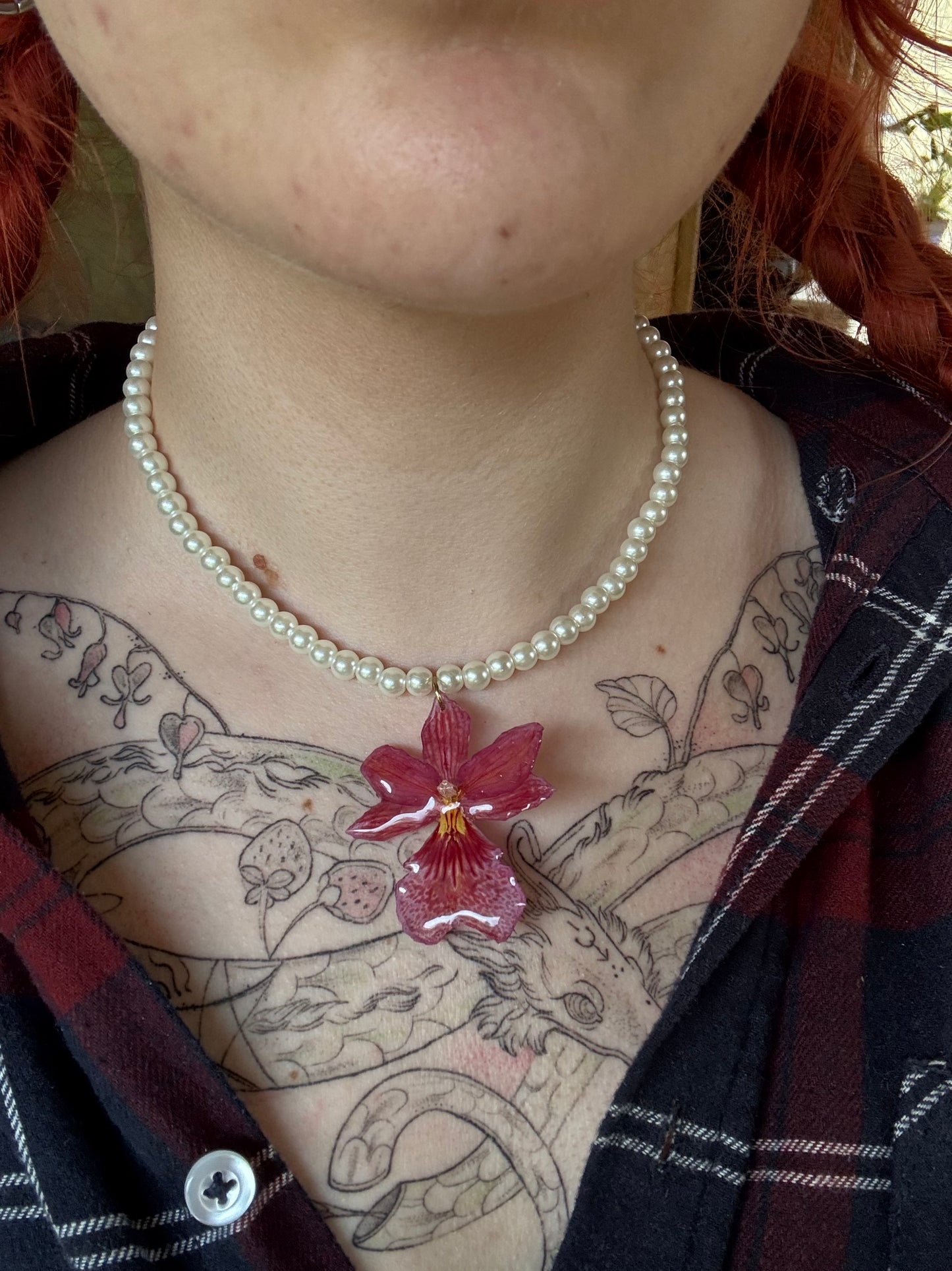 Cambria orchid pearl necklace