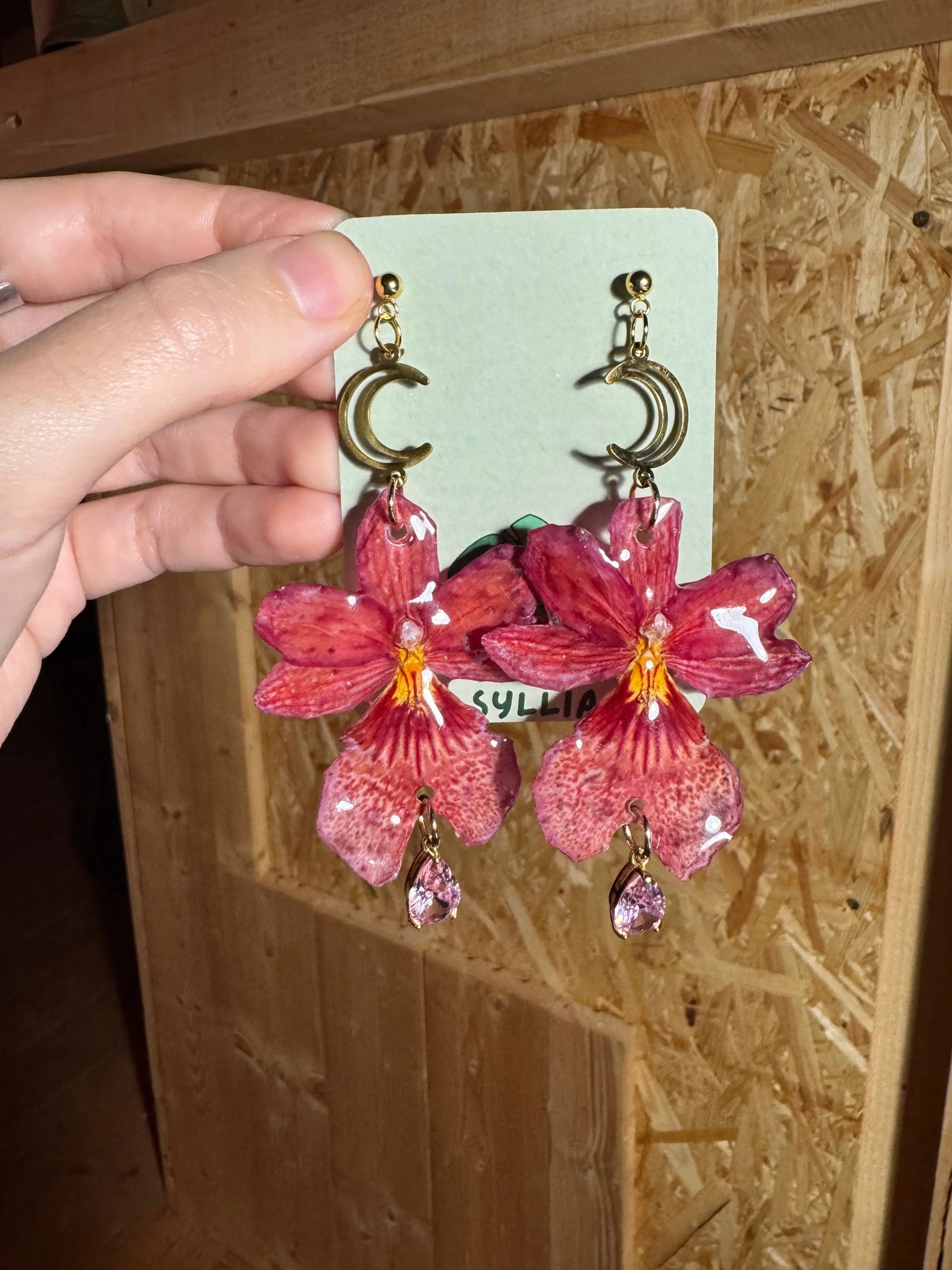 Pink orchid earrings SYLLIA