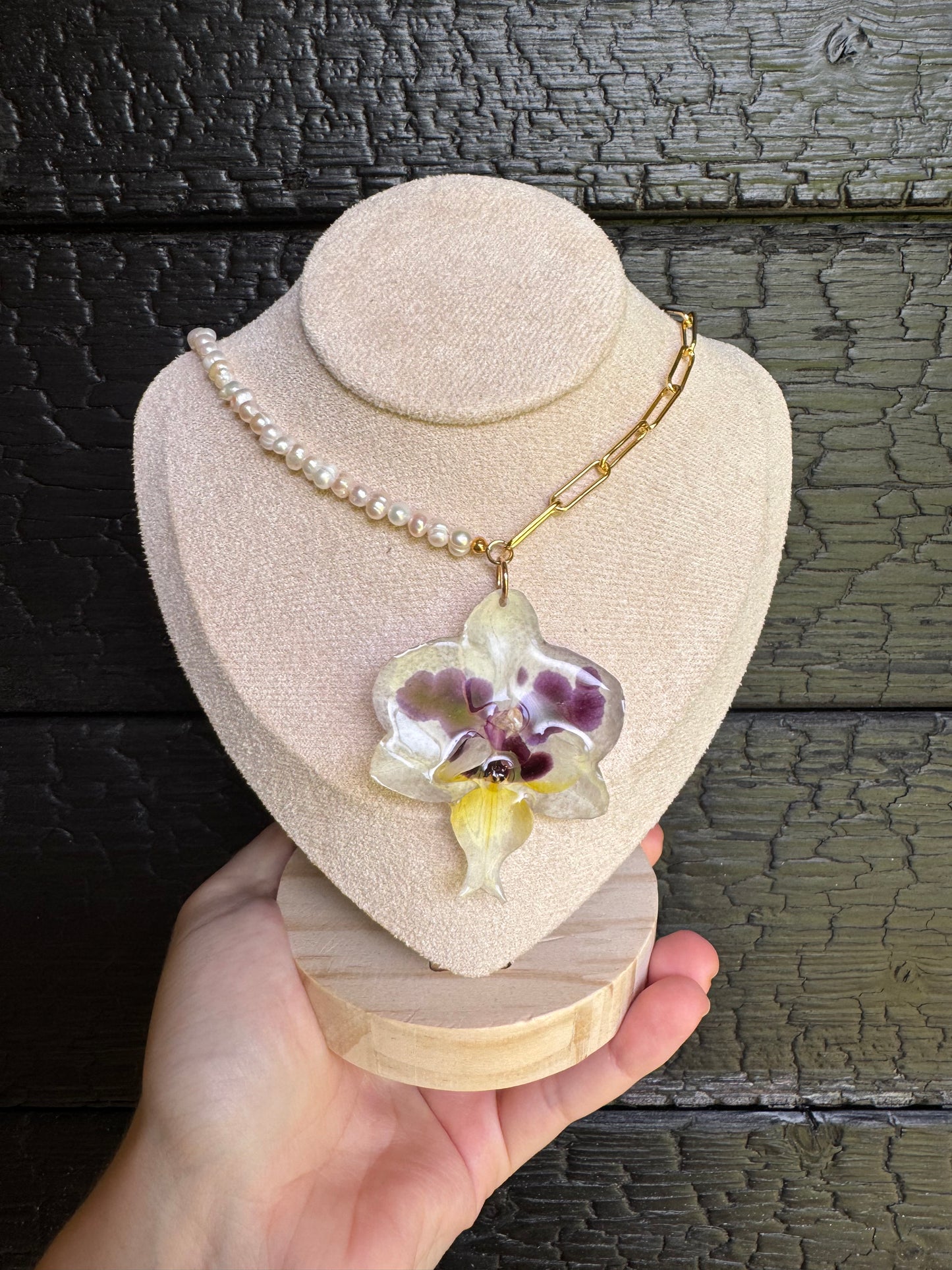 Pearl orchid necklace
