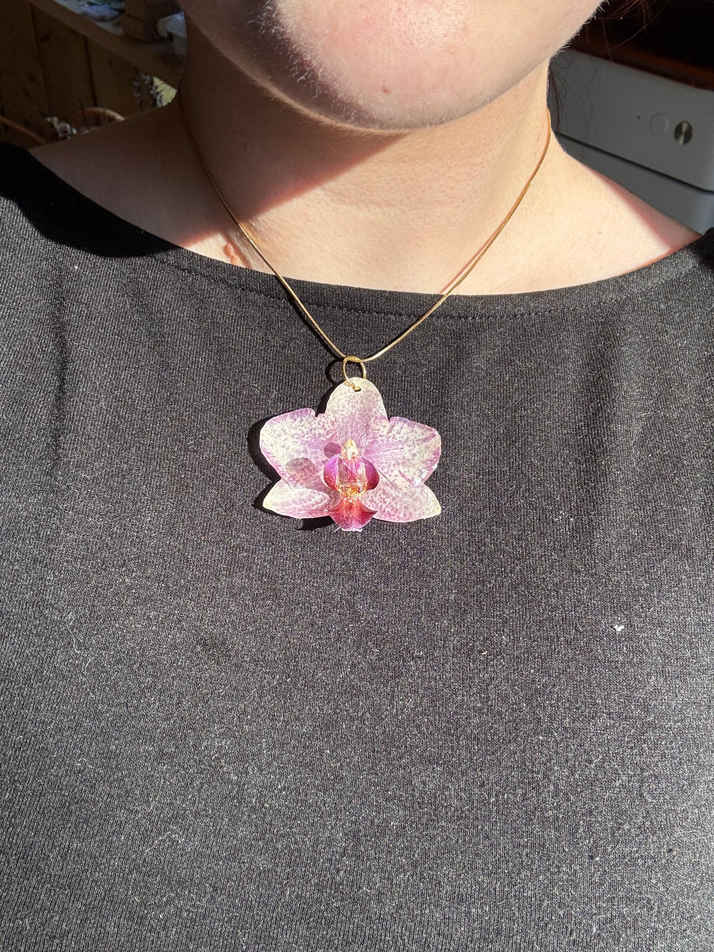 Pink orchid necklace SYLLIA