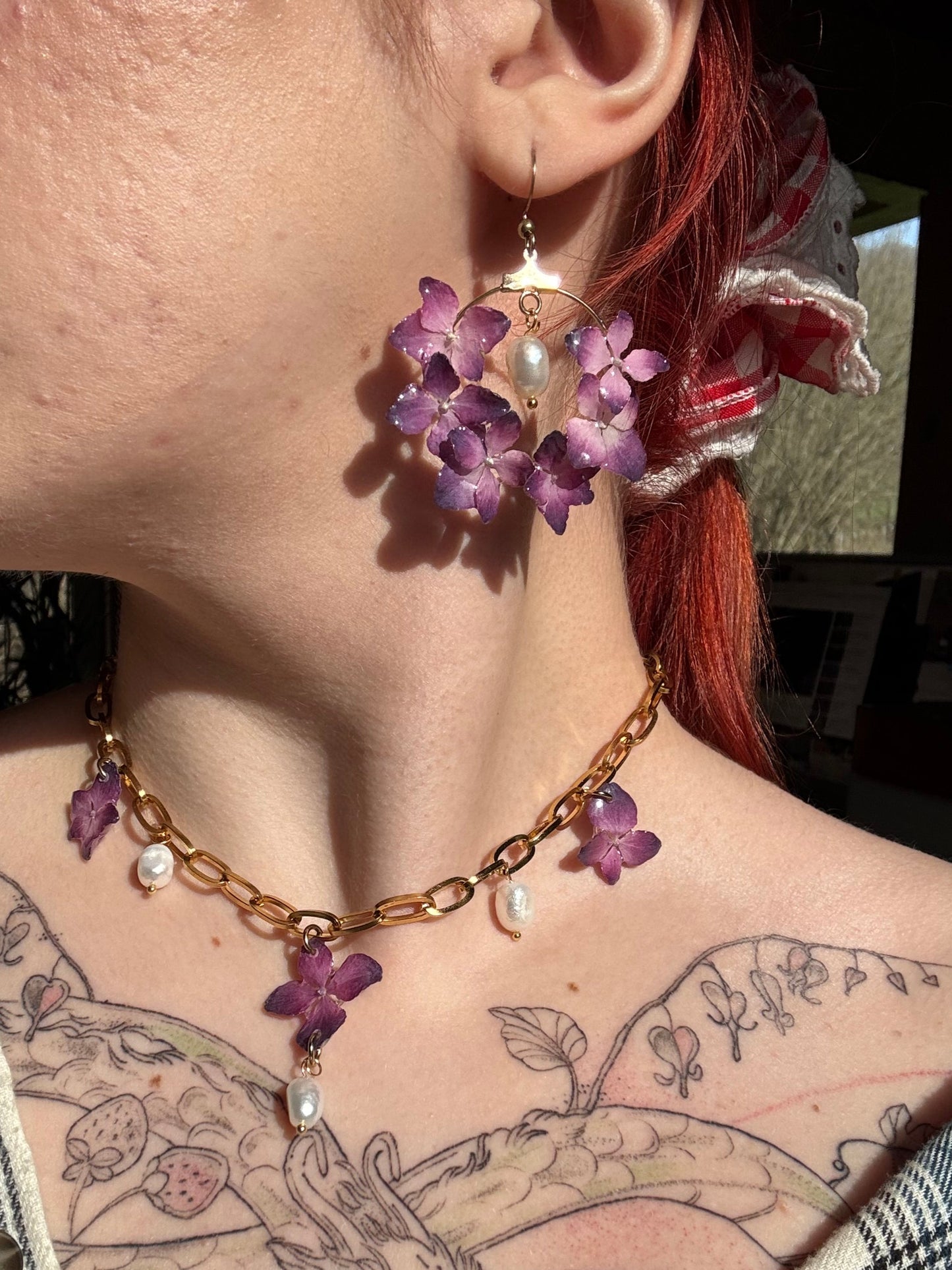Pink hydrangea choker