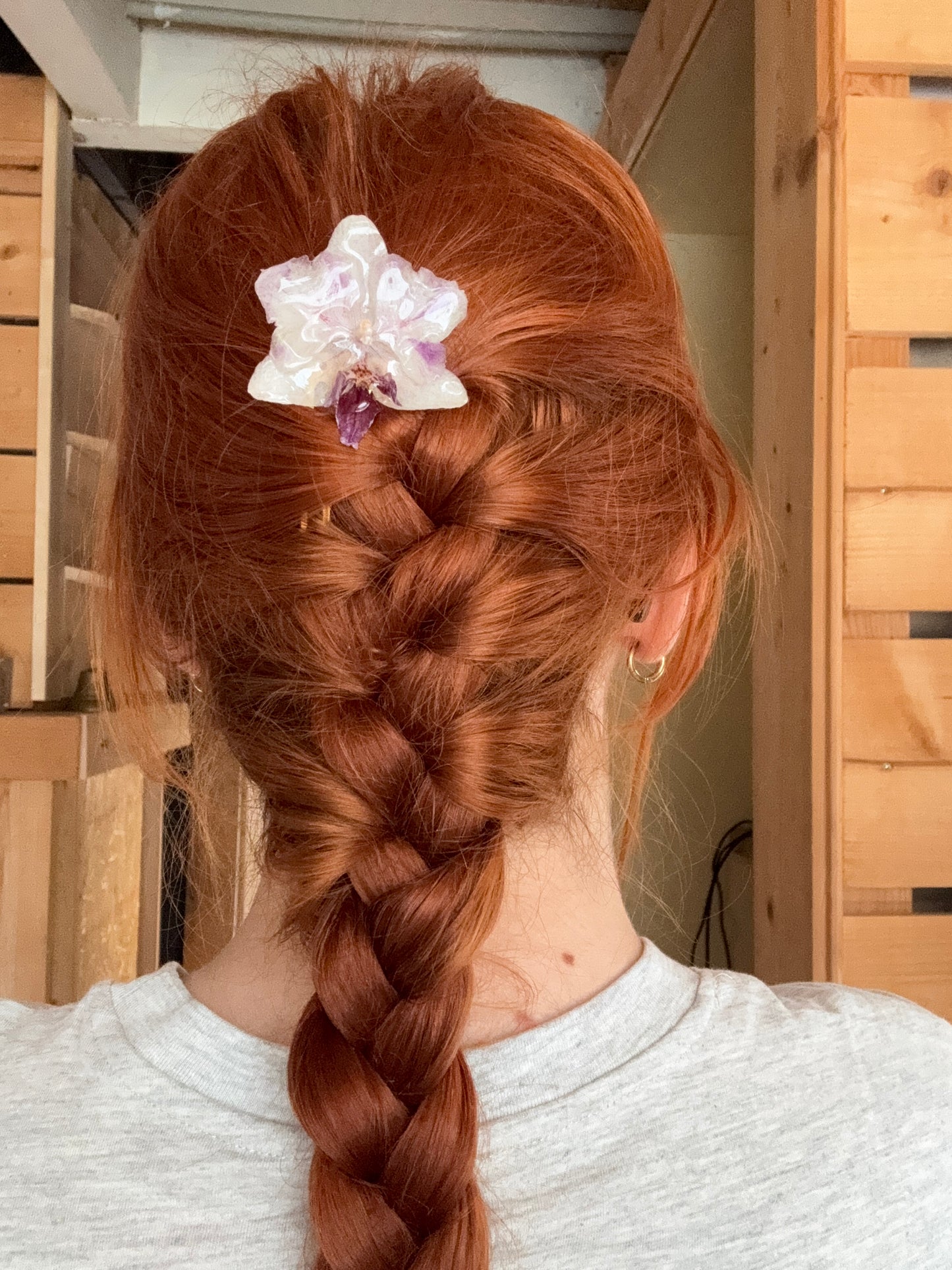 Real orchid hairpin