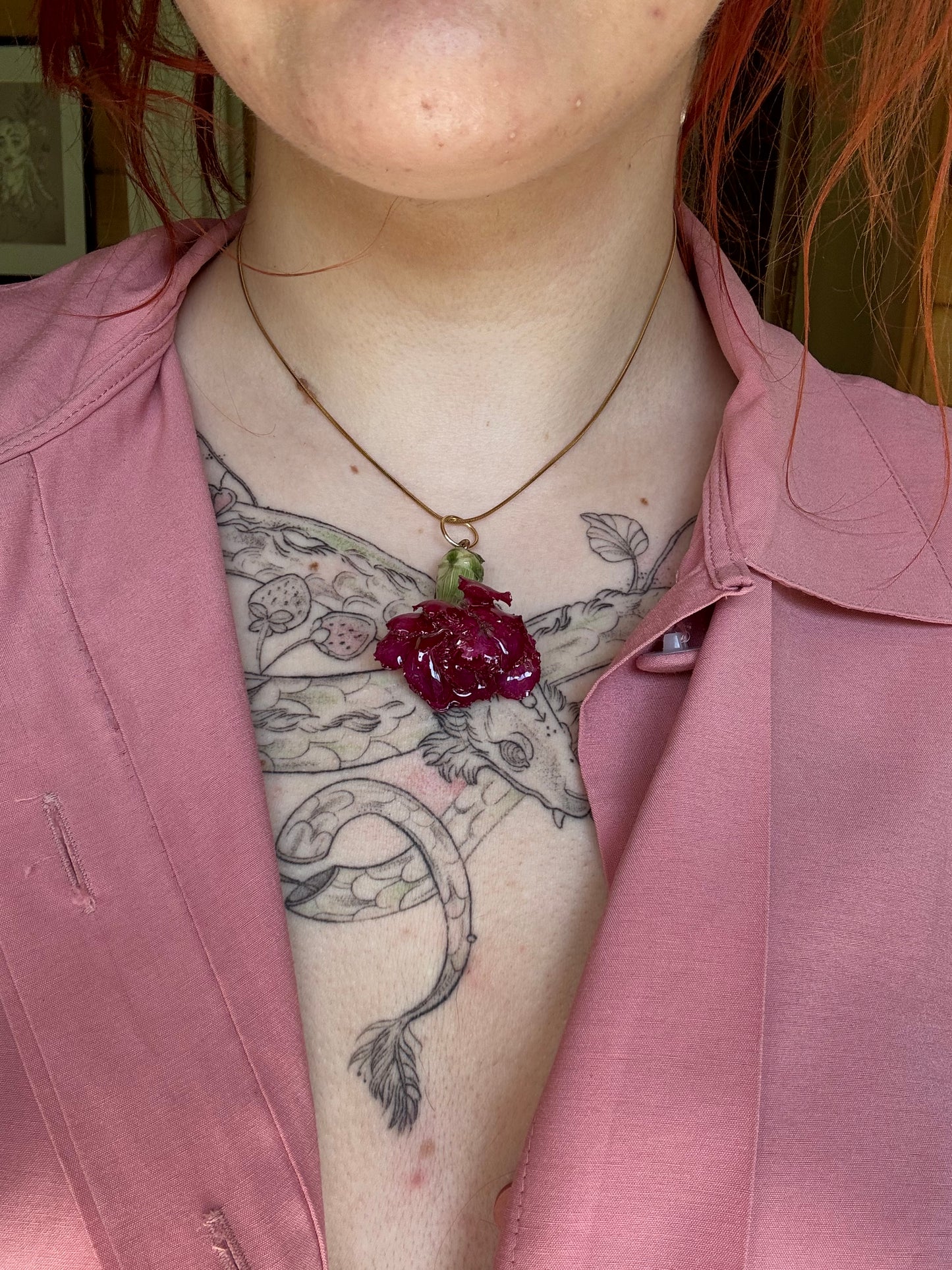 Pink carnation necklace