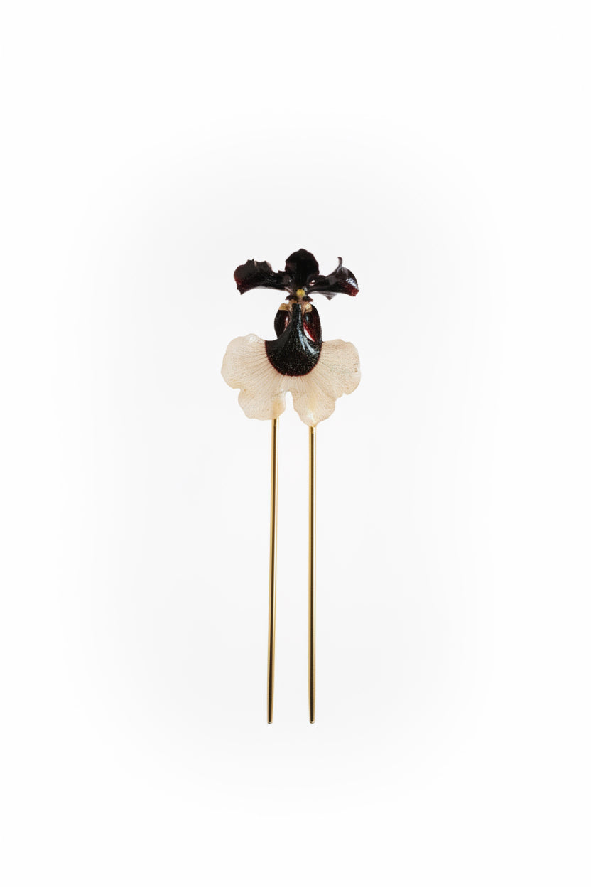 Black orchid hairpin SYLLIA