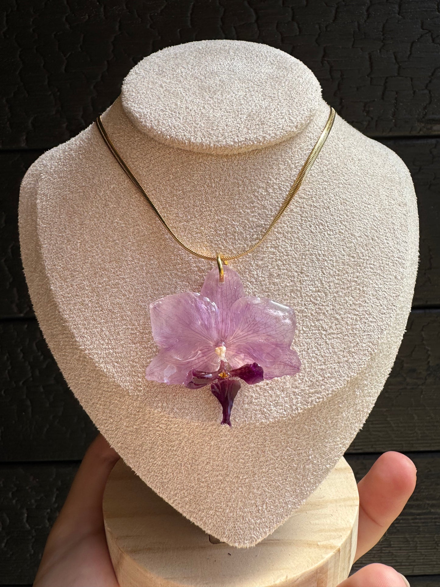 Purple orchid necklace