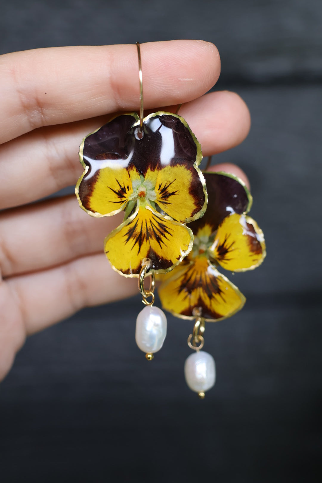 Golden pansy hoops
