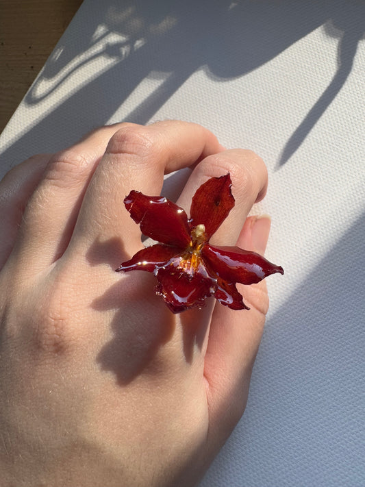 Red orchid ring