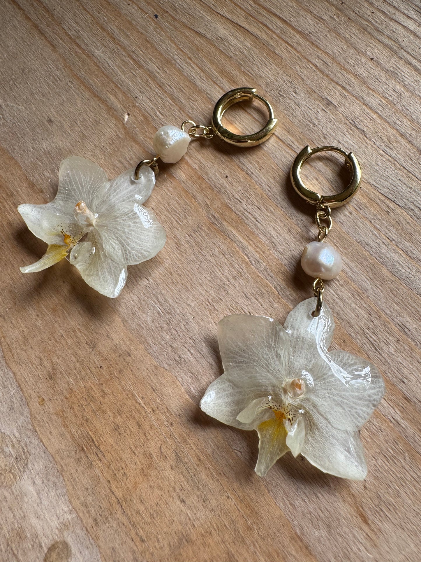 White orchid earrings