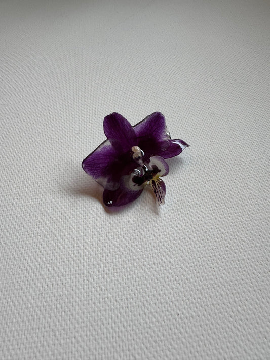 Purple orchid brooch