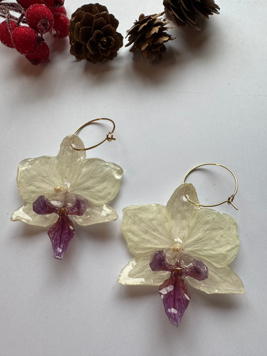 White and purple orchid hoops