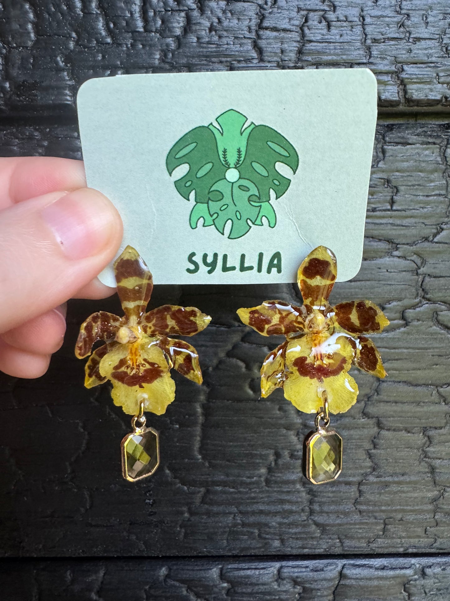 Mini yellow orchid studs
