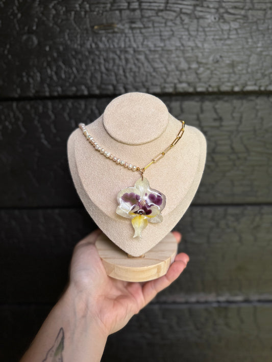Pearl orchid necklace