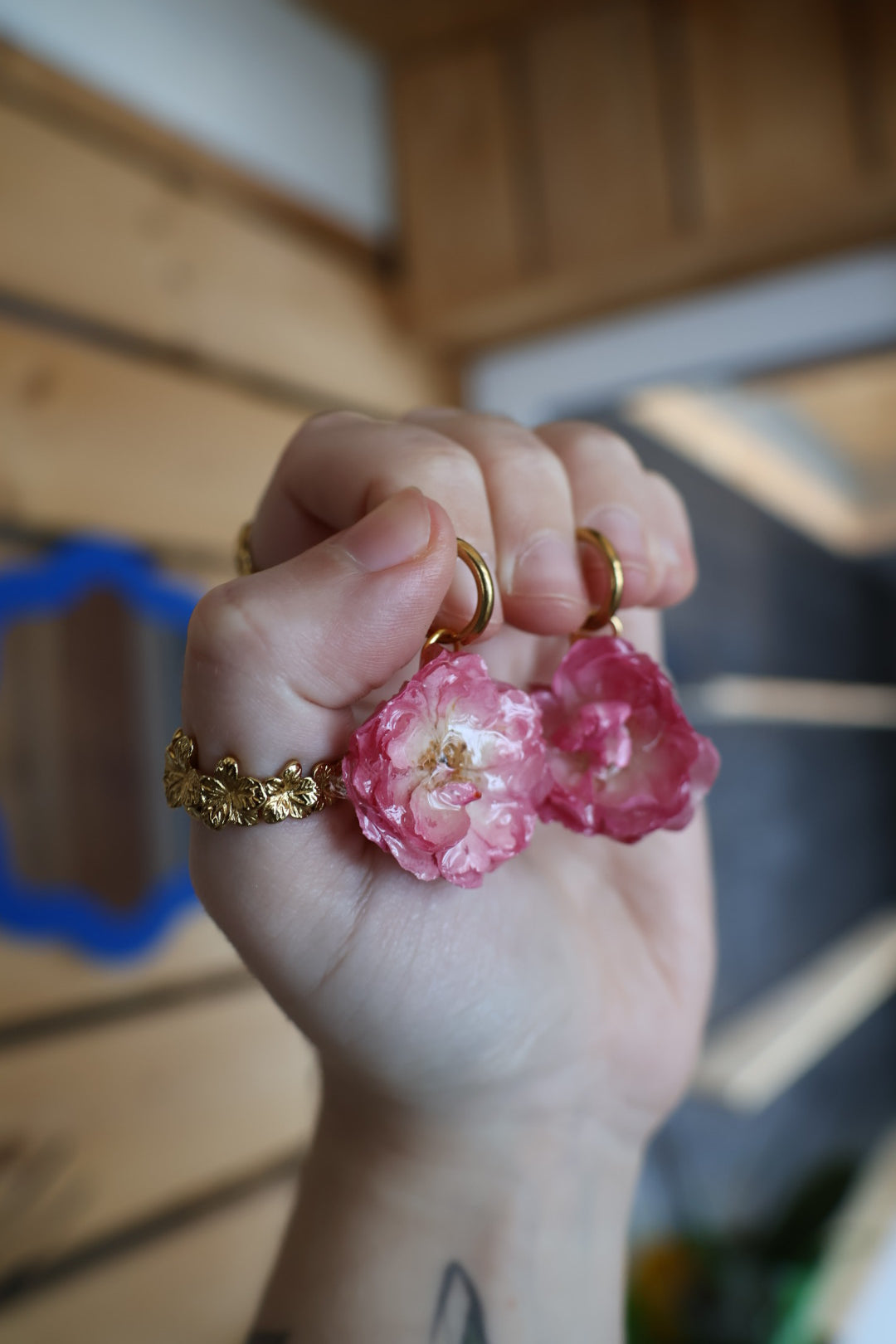 Pink rose hoops SYLLIA