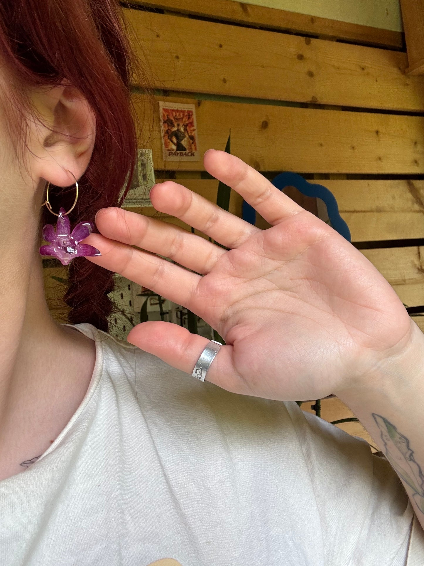 Real Mini Dendrobium Hoops – Handmade Orchid Earrings for Cottagecore Style