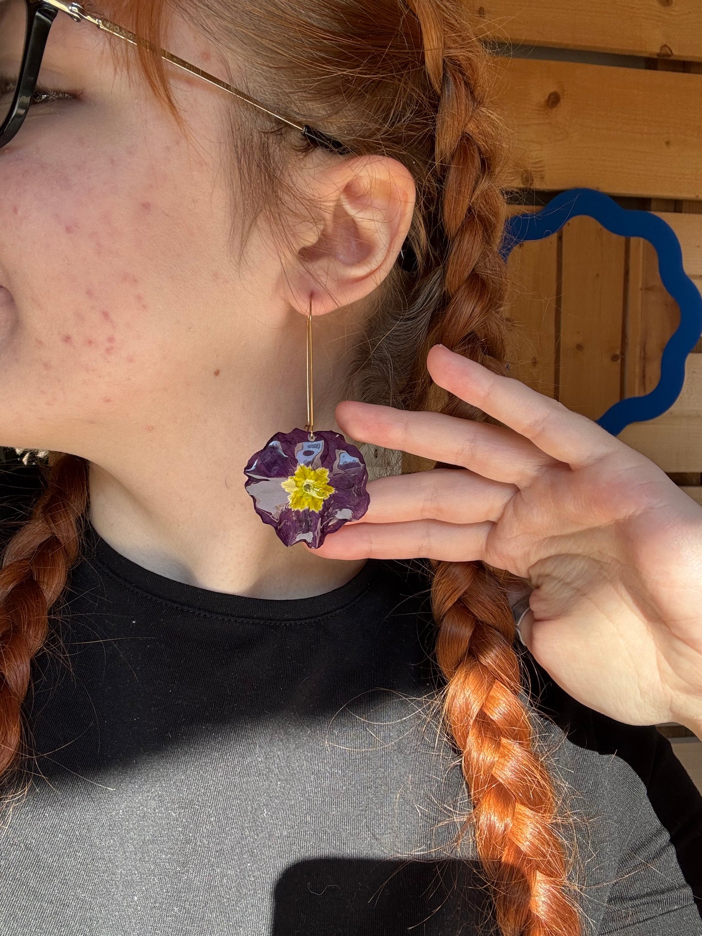 Real primula flower earrings