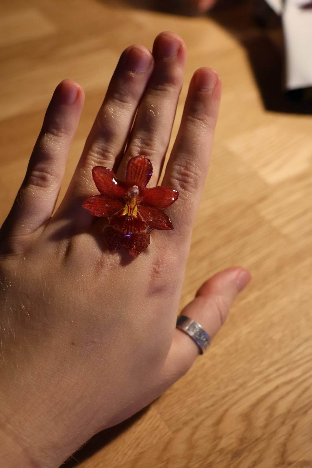 Pink orchid ring SYLLIA