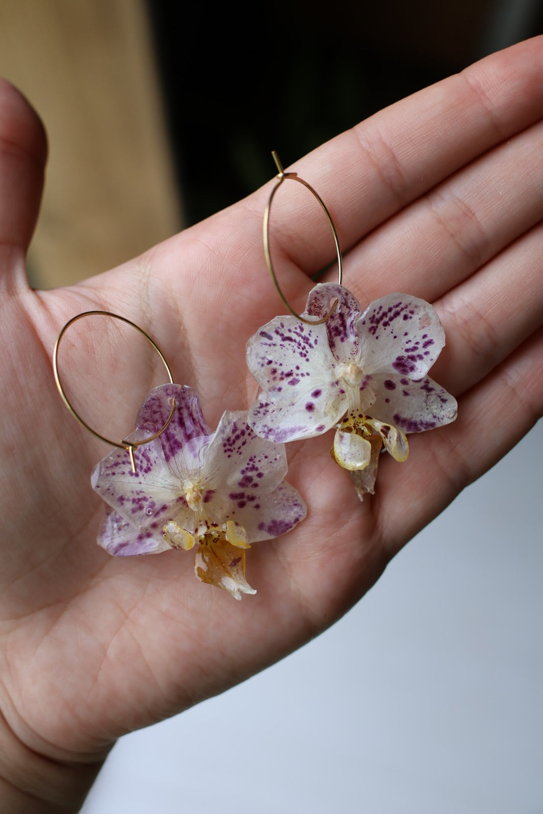 White orchid hoops