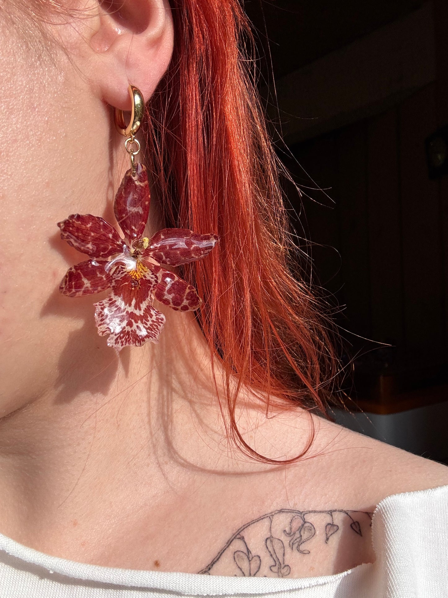 Red tiger orchid earrings SYLLIA