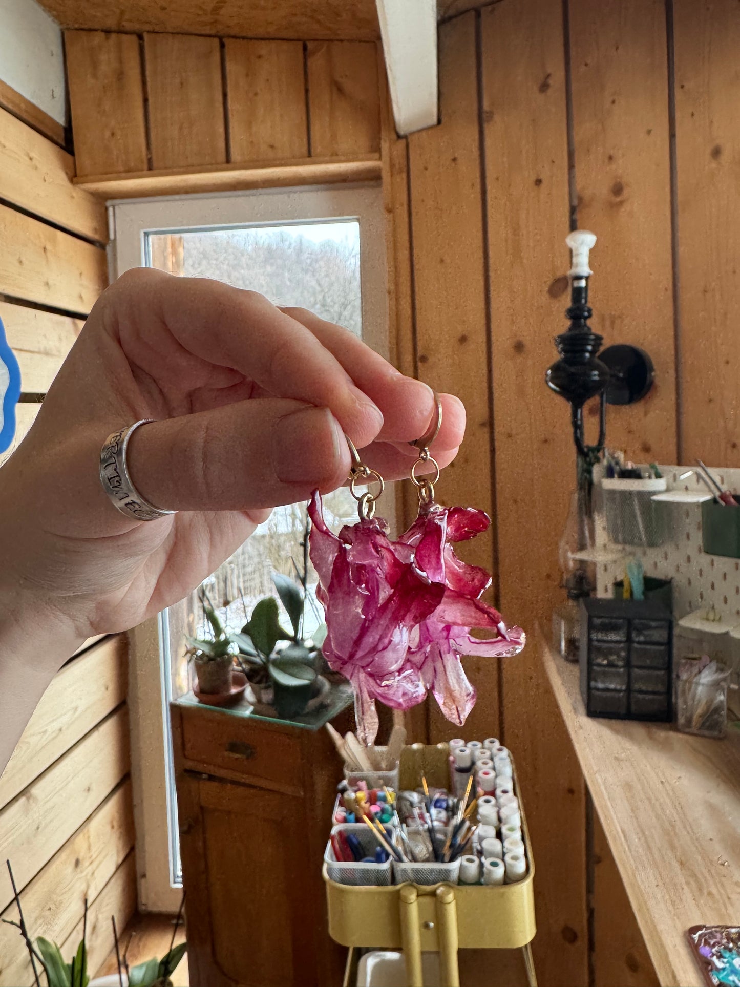 Handmade Resin Earrings with Real Cactus Flowers PRE ORDER