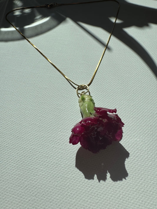 Pink carnation necklace