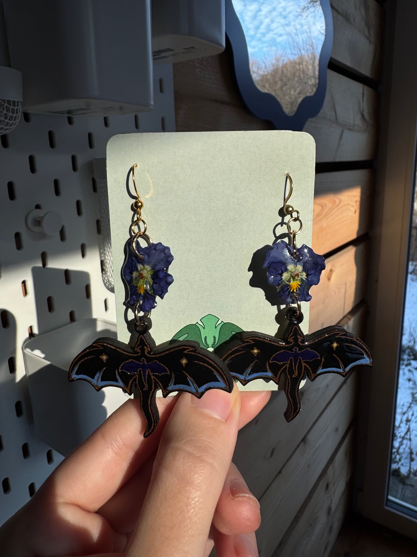 Real violet dragon earrings