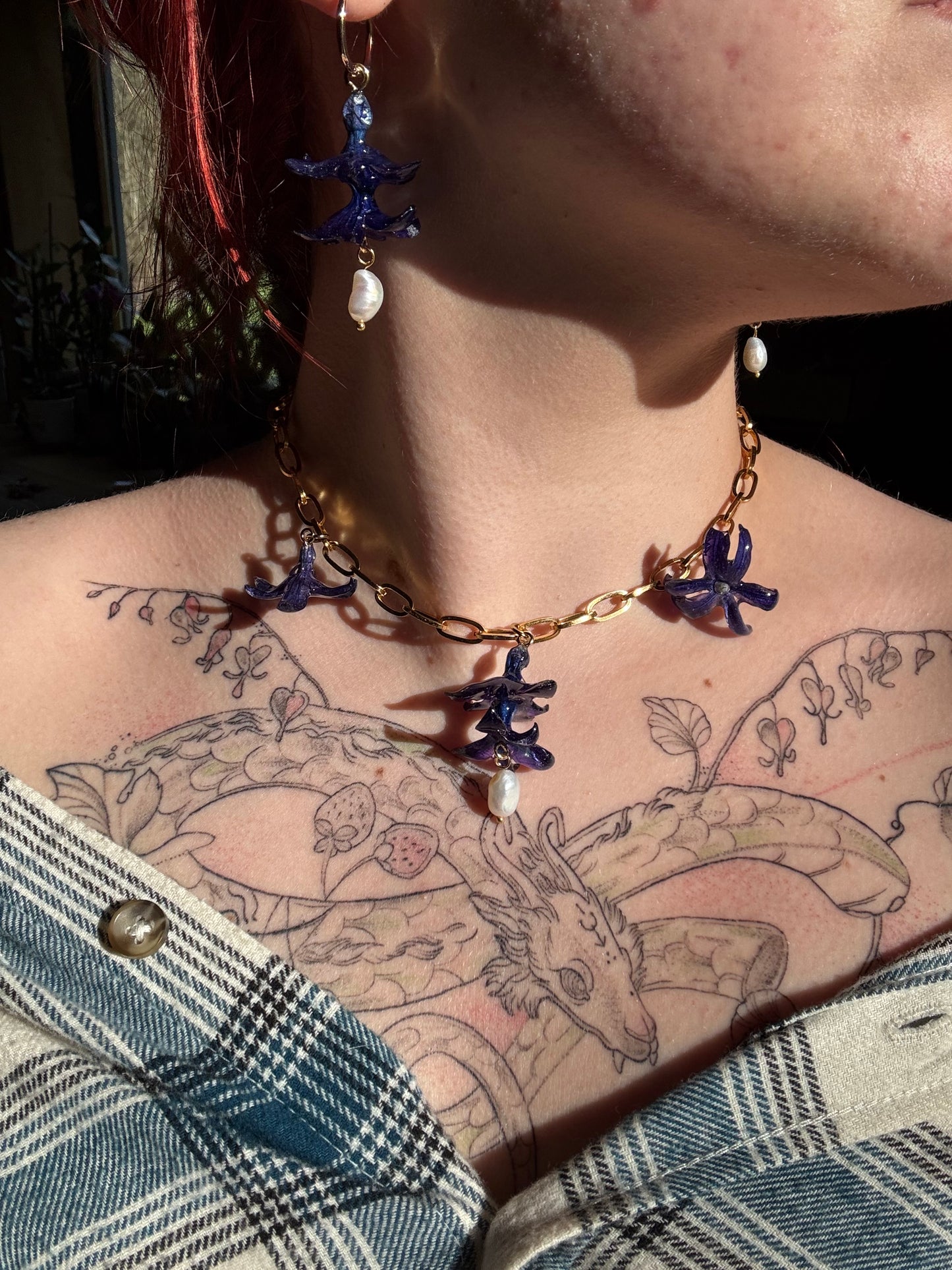 Blue hyacinth choker