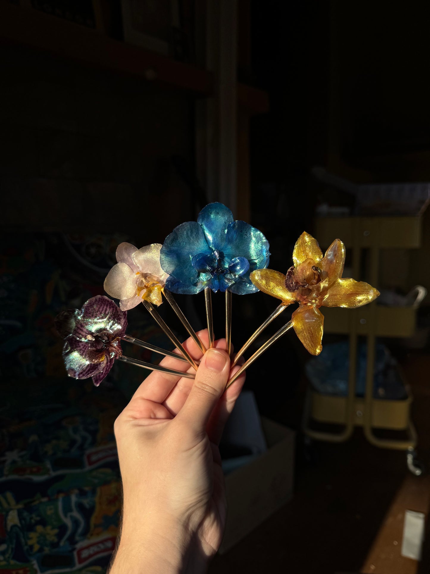 real orchid hairpin SYLLIA