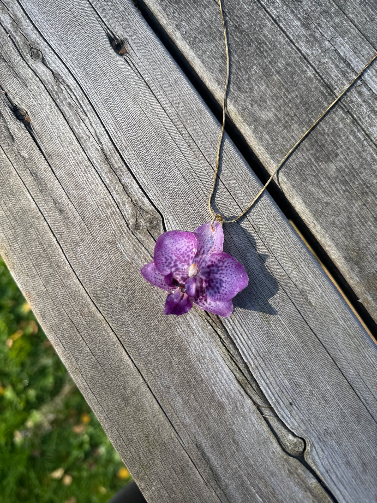 Purple orchid necklace