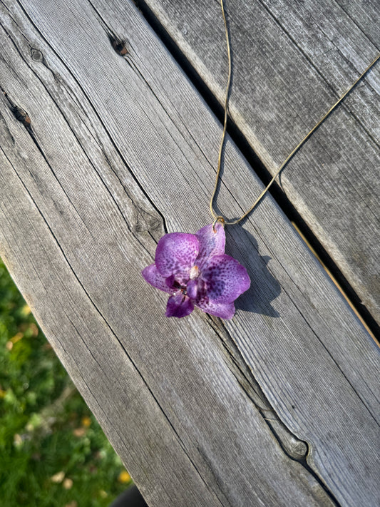 Purple orchid necklace