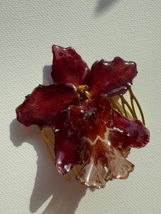 Real orchid hair comb