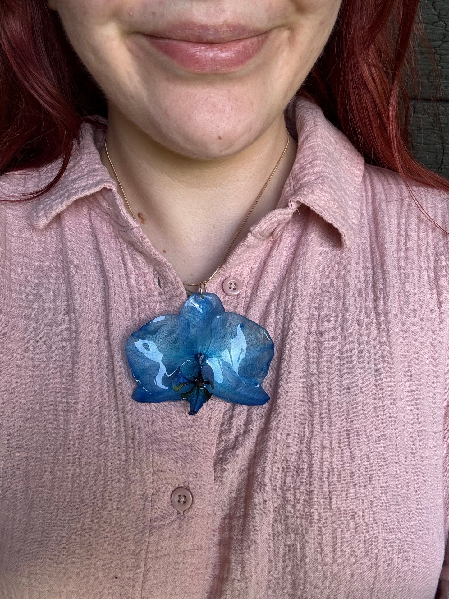 Blue orchid necklace