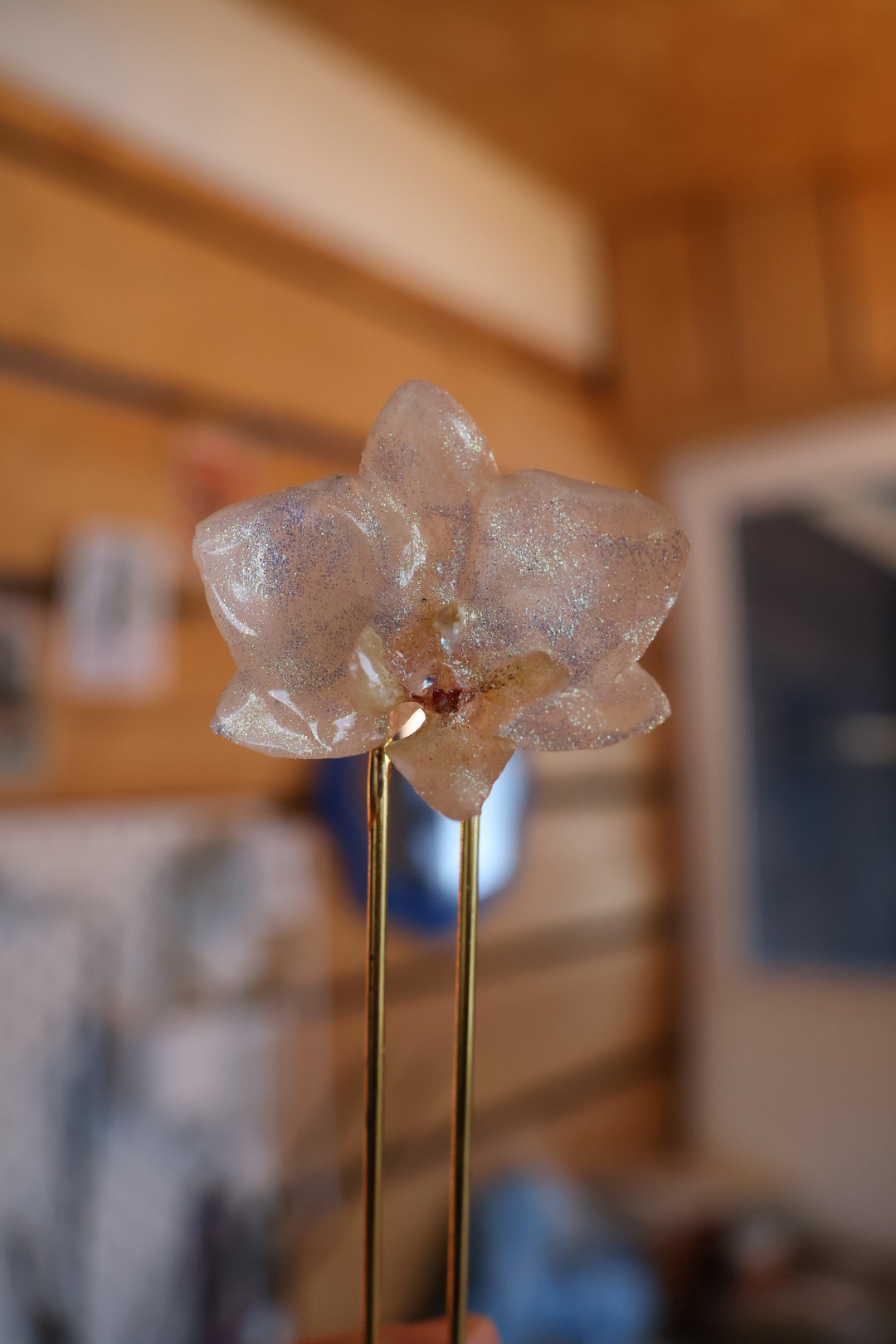 White orchid hairpin SYLLIA