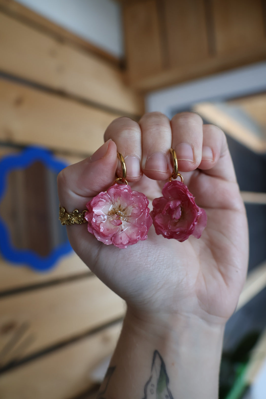 Pink rose hoops SYLLIA