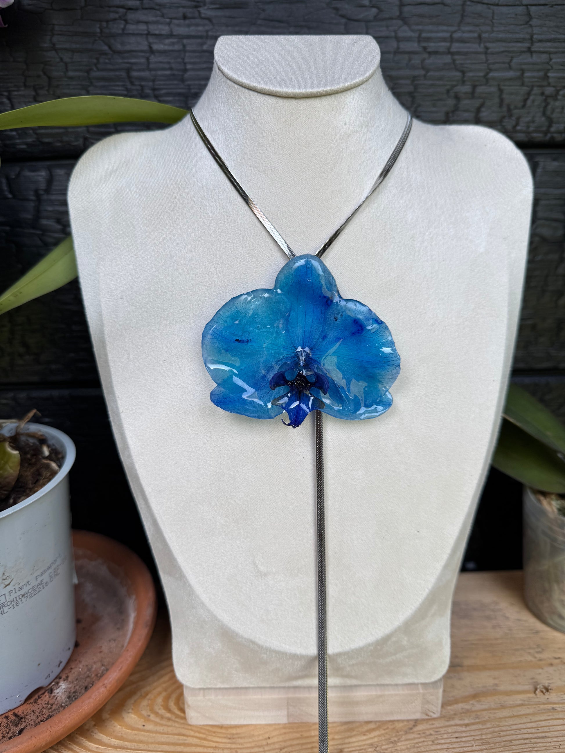 Blue orchid bolo necklace SYLLIA