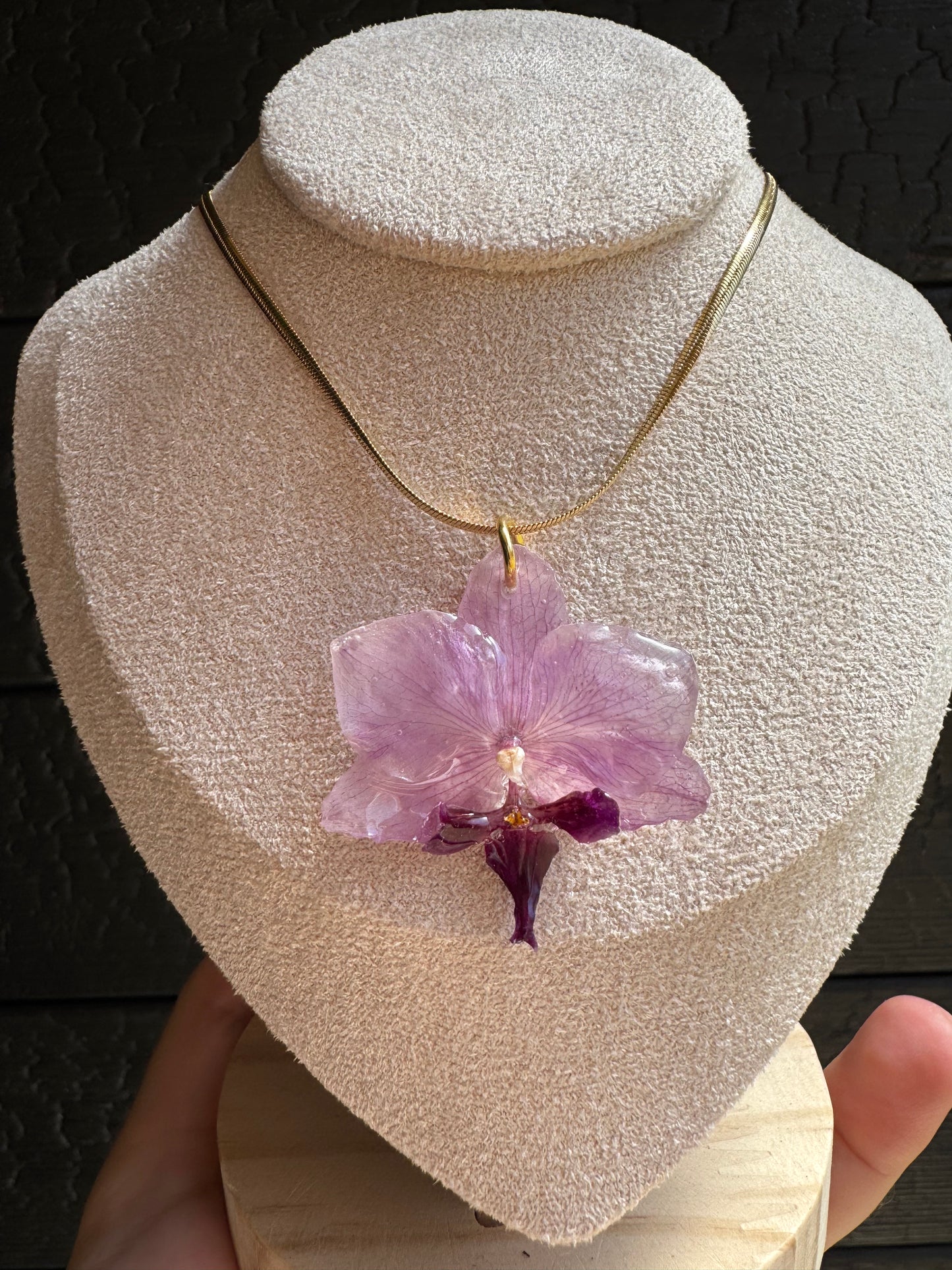 Purple orchid necklace