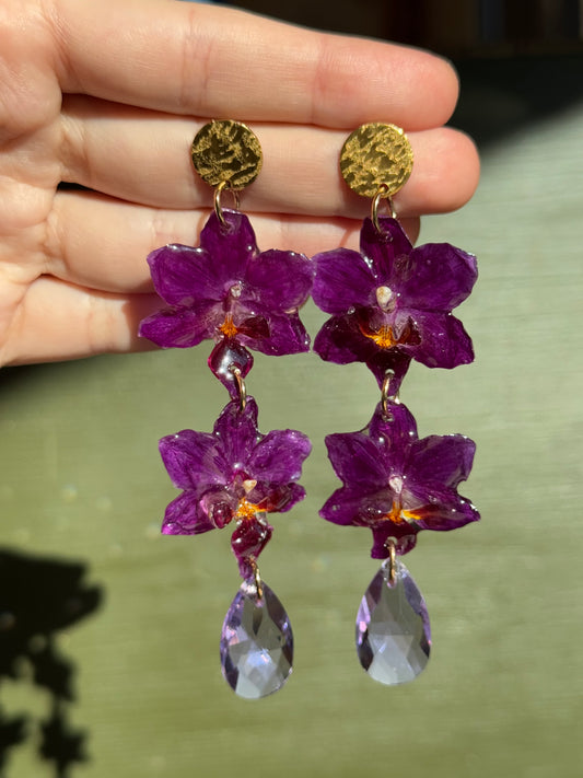 Statement dangle orchid earrings