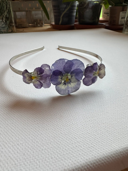Real pansy headband