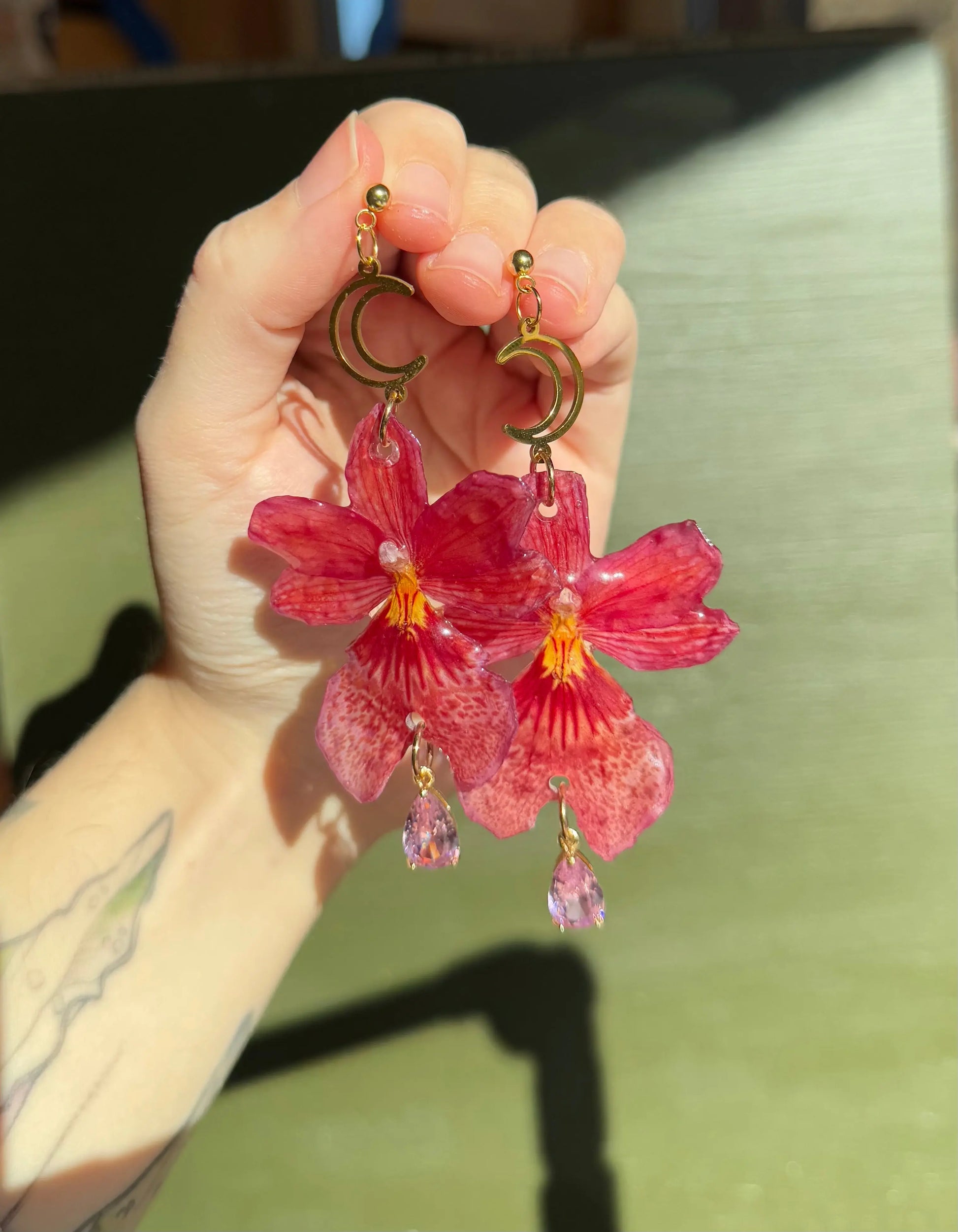 Pink orchid earrings SYLLIA