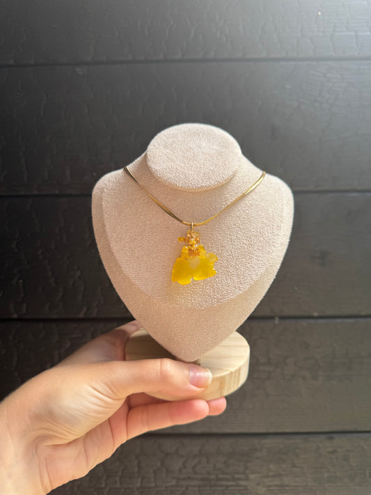 Yellow orchid necklace