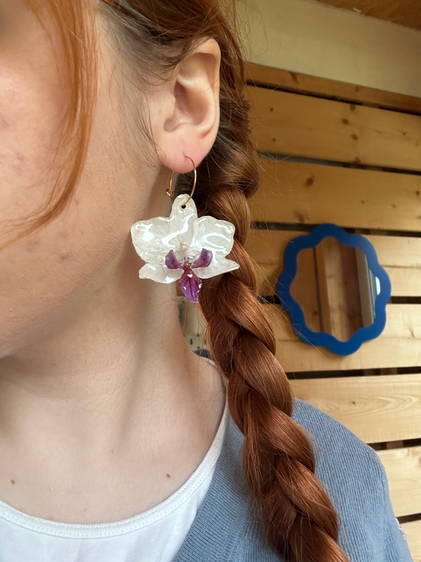 White and purple orchid hoops