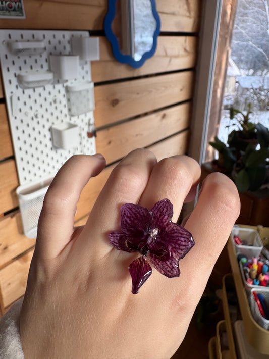 Pravý orchidejový prsten Ručně vyráběné prsteny Květinové šperky