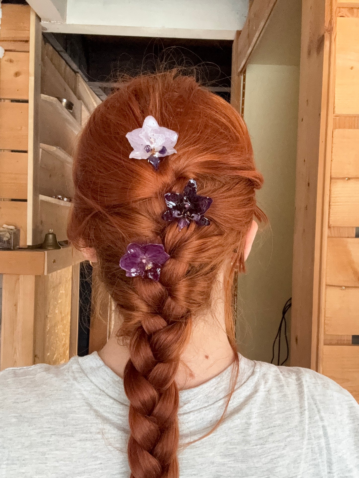 Handmade Real Orchid Mini Hairpins – Preserved Floral Accessories