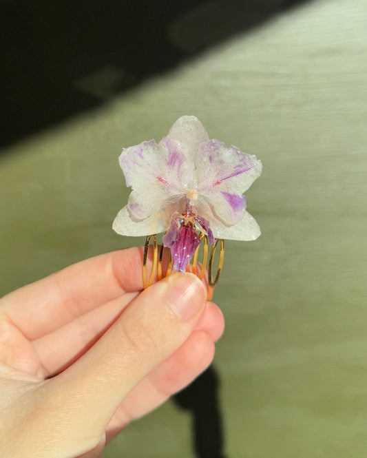 Real orchid hairpin