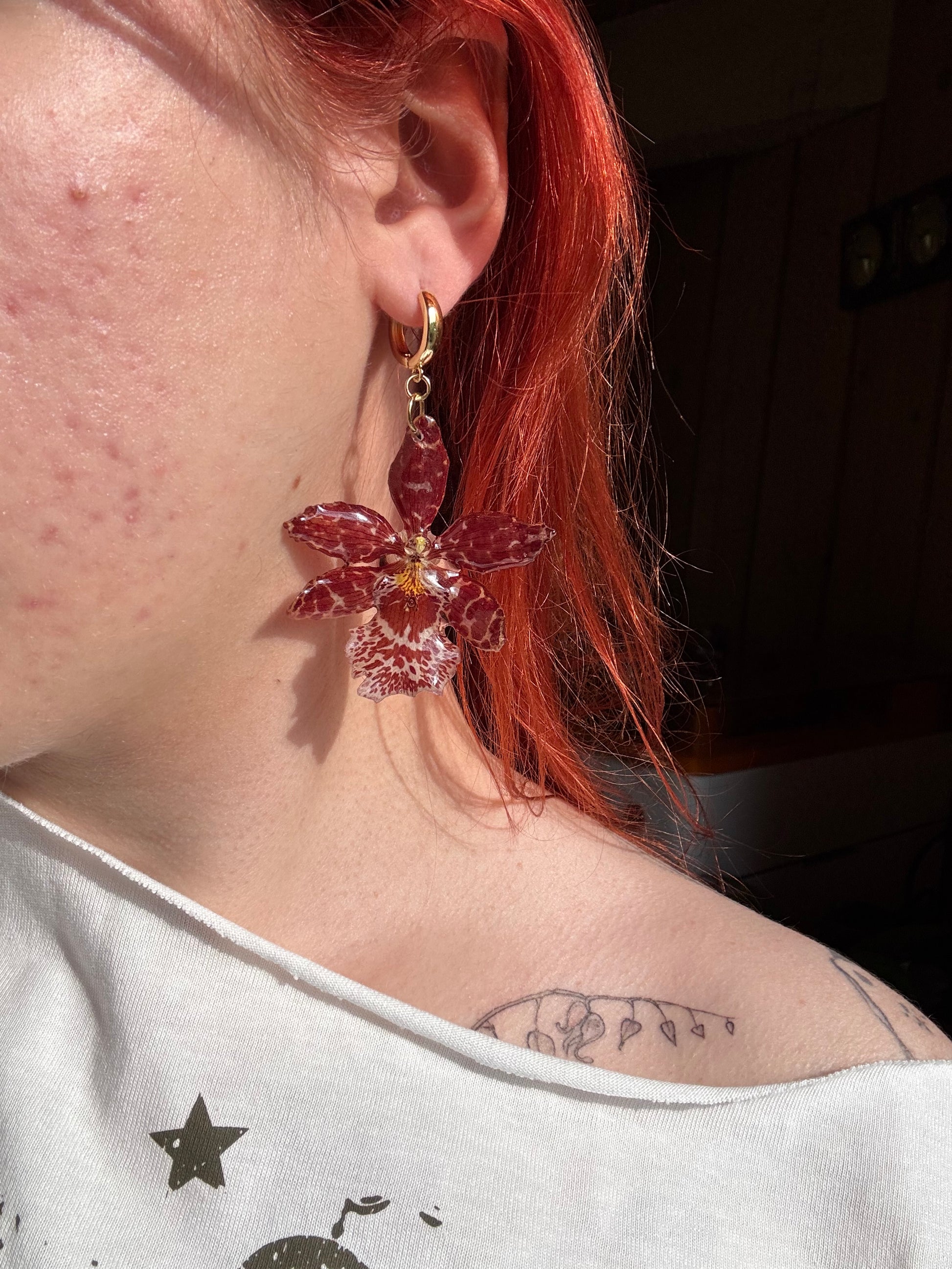Red tiger orchid earrings SYLLIA