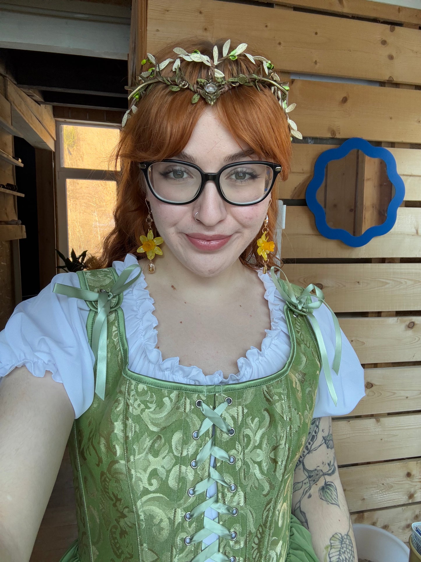 Real daffodils earrings