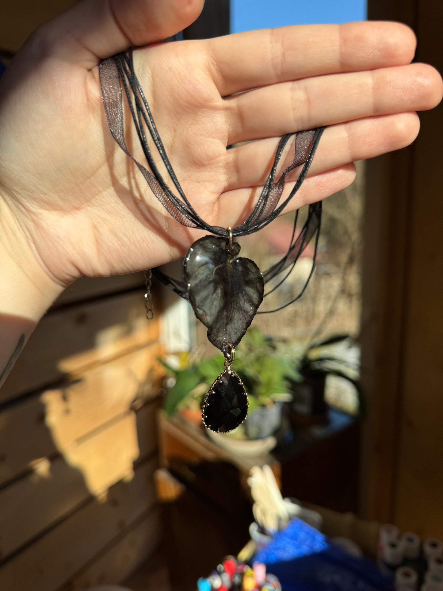 Black begonia necklace