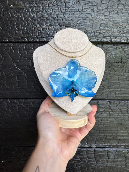 Blue orchid necklace