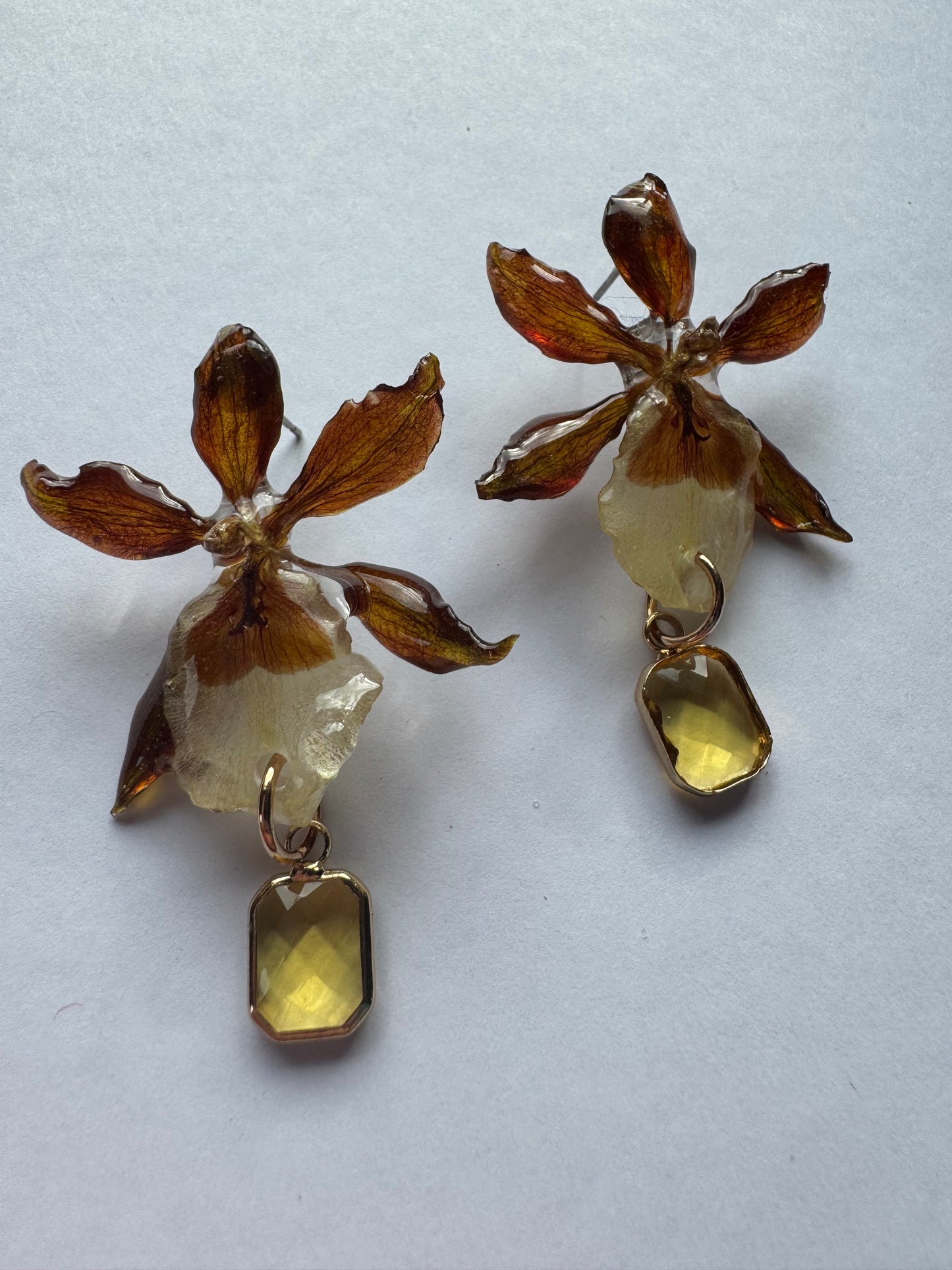 Mini real orchid stud earrings