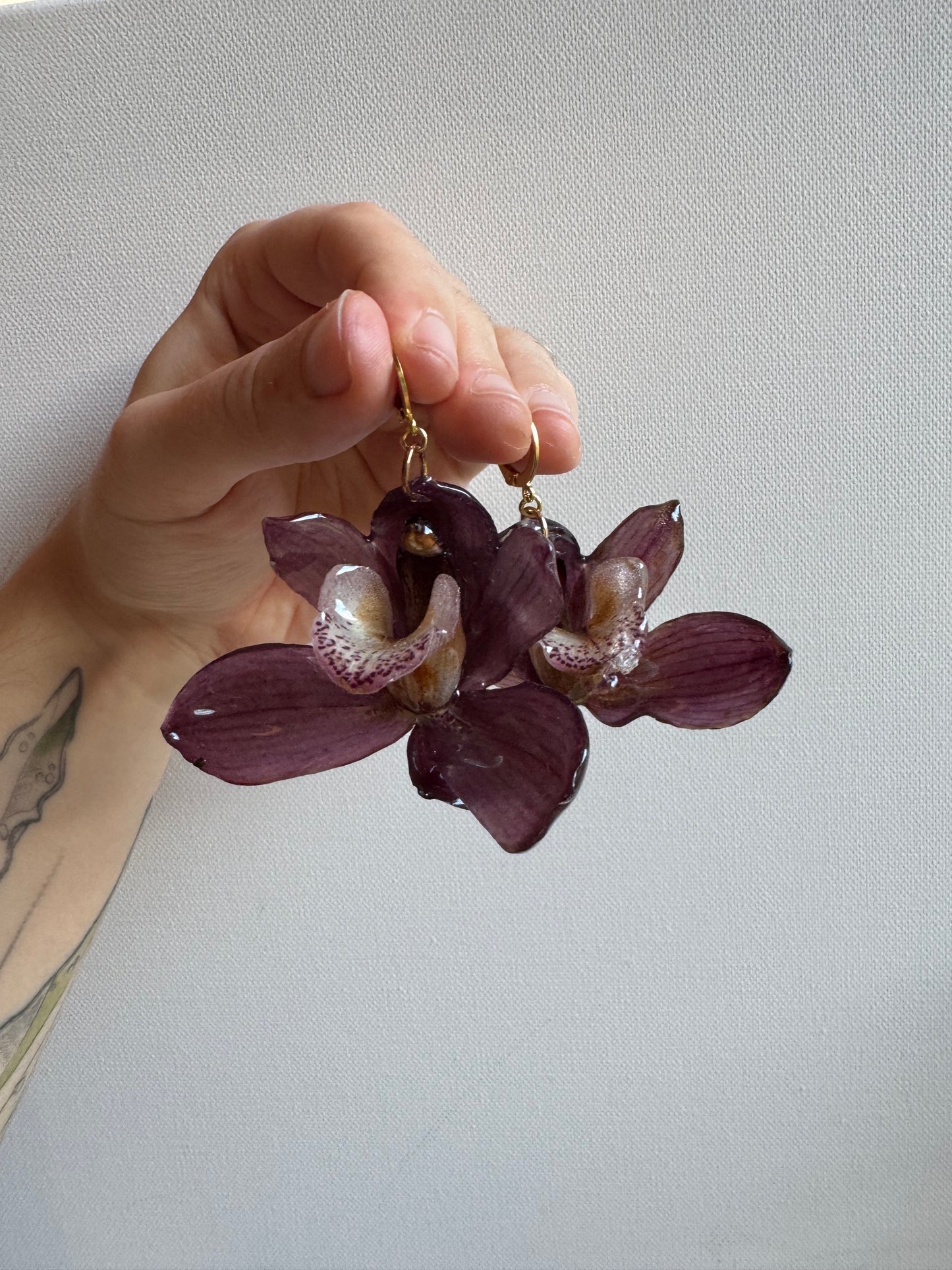 Cymbidium orchid earrings