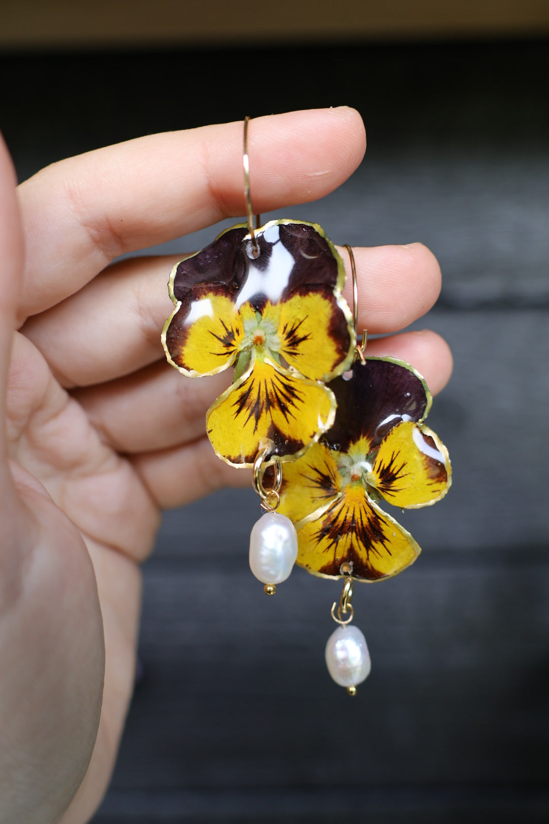 Golden pansy hoops